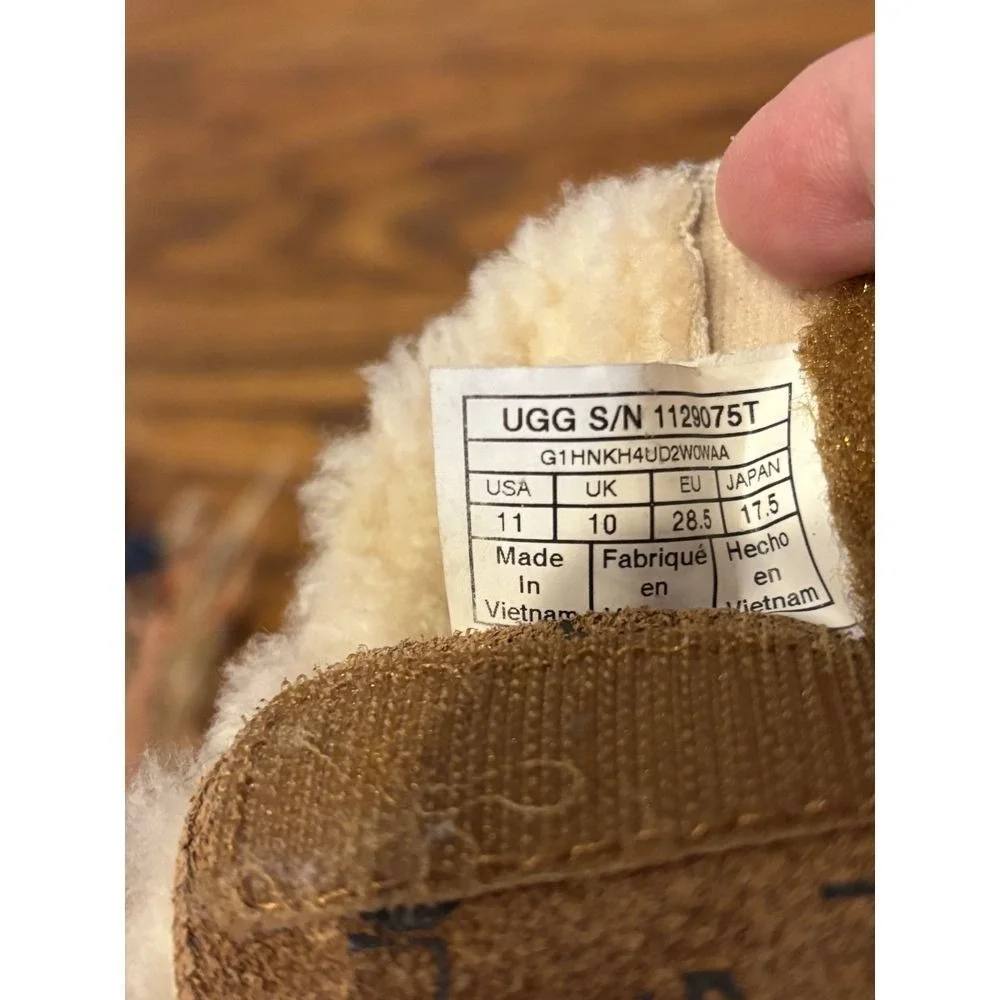 UGG Kids‎ All-Over Logo Print Sherpa Lined Winter Boots Brown Size 11